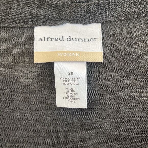 Alfred Dunner Womens Twofer Open Cardigan Size 2X Black 3/4 Sleeves Stretch - Picture 9 of 11